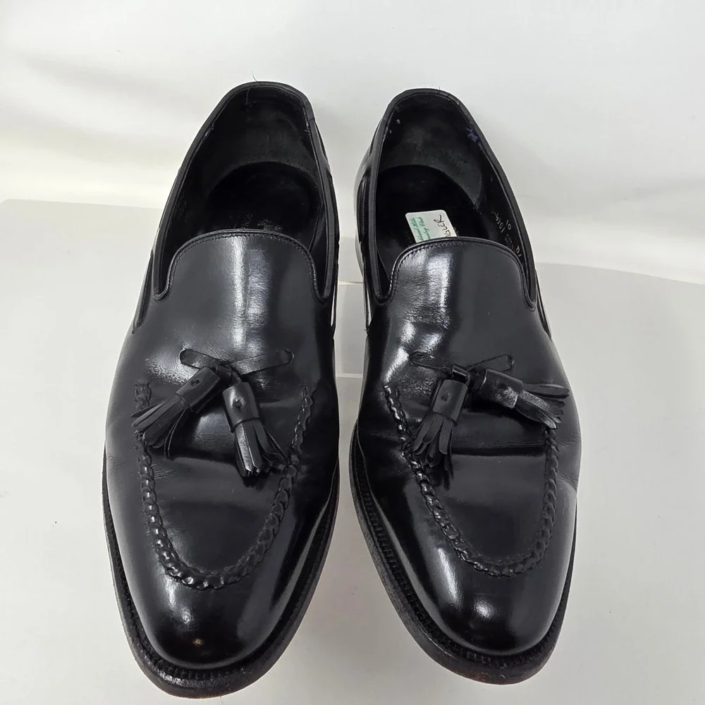 Johnston & Murphy Tassel Loafers Mens 10 D Aristocraft Black Leather Dress Shoes